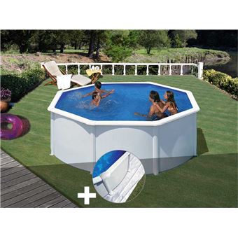 Kit piscine acier blanc Gré Fidji ronde 3,20 x 1,22 m + Tapis de sol - 1