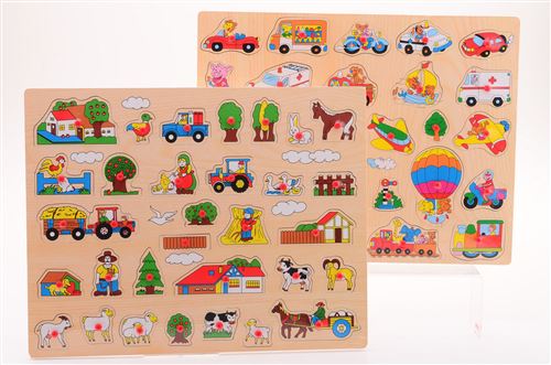 Bouton en bois puzzle +/- 45x35cm 2 assortis