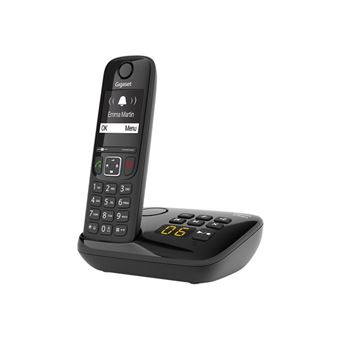 Gigaset AS690A Four - Téléphone sans fil - système de répondeur avec ID d'appelant - ECO DECT\GAP - noir + 3 combinés supplémentaires