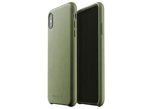 Coque iPhone XS Max en Cuir Mujjo Full - Vert Olive