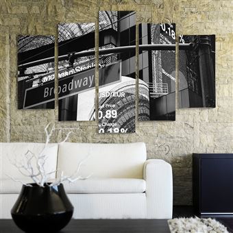 Tableau Toile Déco Multi Panneaux 150x100 Cm New York Noir Et Blanc