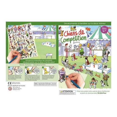 Loisirs Créatifs - Carte Décor + Décalcomanies : Scène Chiens De Compétition