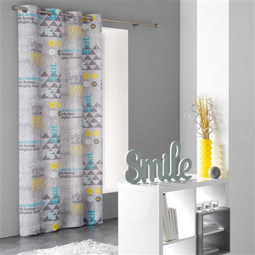 rideau a oeillets 140 x 240 cm microfibre imprimee urbanis