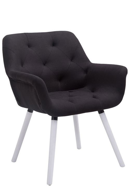 Chaise de Salle à manger élégante Cassidy - Chaise Chic avec revêtement en tissu - Piètement Bois de Chêne Blanc - Couleur Noir
