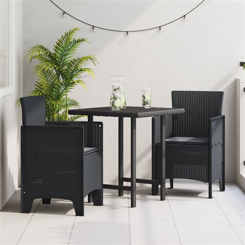 Vidaxl Chaises De Jardin Avec Coussins 2 Pcs Anthracite Poly Rattan - Image 3