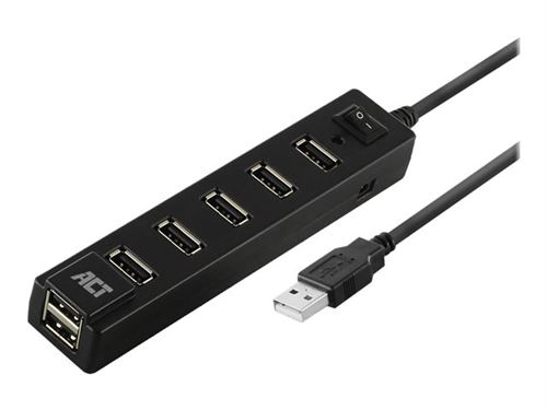ACT - Concentrateur (hub) - with on and off switch - 7 x USB 2.0 - de bureau