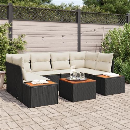 Vidaxl Noir Ensemble De Canapés De Jardins 6 Pièces Avec Coussins En Rattan Poly 3356702 - Image 3