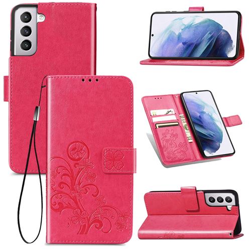 MPFRANCE Housse pour Samsung Galaxy S21 Plus Rose [Fleur de Lys]
