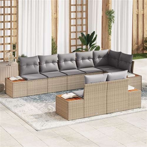 Non Communiqué Beige Ensemble De Canapés De Jardin 8 Pièces Avec Coussins Rotin Synthétique