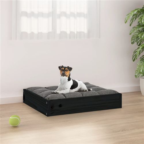 Comparer les prix de vidaXL Lit pour chien Noir 51,5x44x9 cm Bois de pin solide