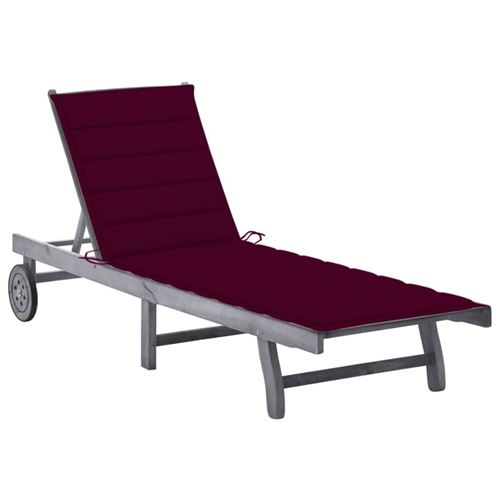 Non Communiqué Gris Chaise Longue Vidaxl H. 30 Cm L. 200 Cm En Acacia Non Empilable Non Pliable