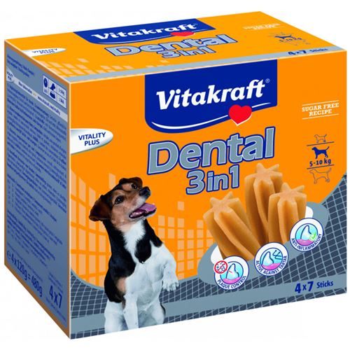 VITAKRAFT Multipack Dental 3 en 1 pour petit chien - Lot de 4 paquets