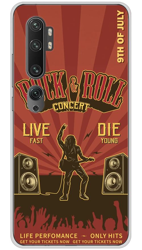 Coque en silicone imprimée compatible Xiaomi Mi Note 10 Mi Note 10 Pro Rock and roll