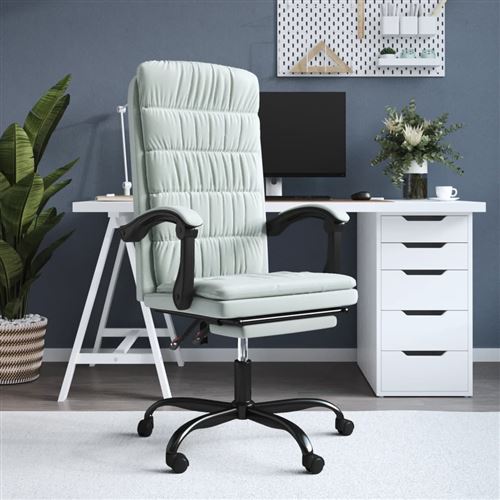 vidaXL Fauteuil Inclinable de Bureau Siège Inclinable Chaise d'Ordinateur Dossier et Repose-pied Réglables Meuble de Bureau Gris Clair Velours