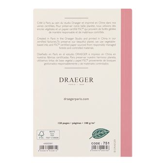 Carnet A6 Ligné - Rose Et Ivoire - Draeger Paris