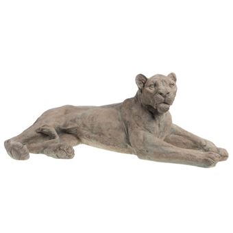 Statue : Lionne allongée naturel 110 cm - Amadeus - Crème / Ivoire - Résine - 1