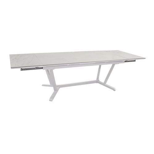 Table de jardin Vita en Aluminium 180/230/280 x100 cm - plateau Kedra - blanc/dual