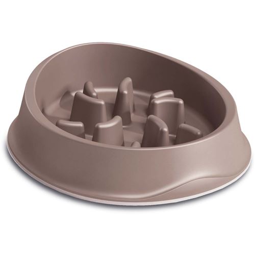 Zolux - Ecuelle antidérapante Slow feeder 0.5 litres taupe