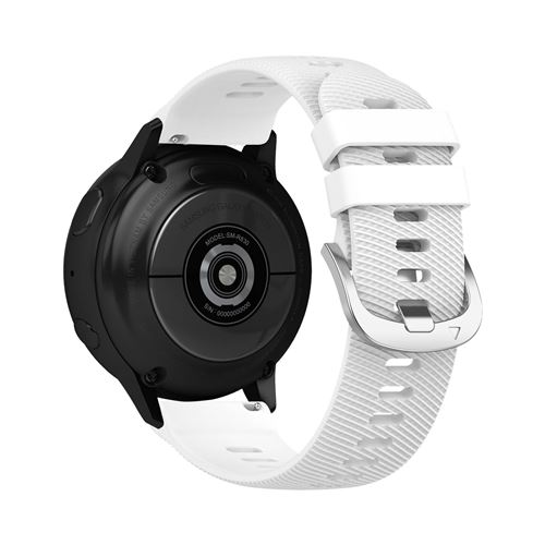 Bracelet pour Samsung Galaxy Watch Active 2 40mm Silicone Texturé et Ajustable - Blanc
