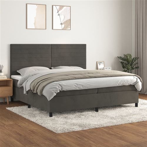 vidaXL Sommier à lattes de lit et matelas Gris foncé 200x200cm Velours3143104