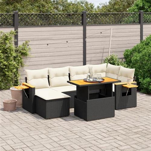 Non Communiqué Noir Vidaxl Salon De Jardin Avec Coussins 7 Pcs, Canapés De Terrasse, Ensemble De Meubles De Patio, Mobilier D'extérieur, 3273618