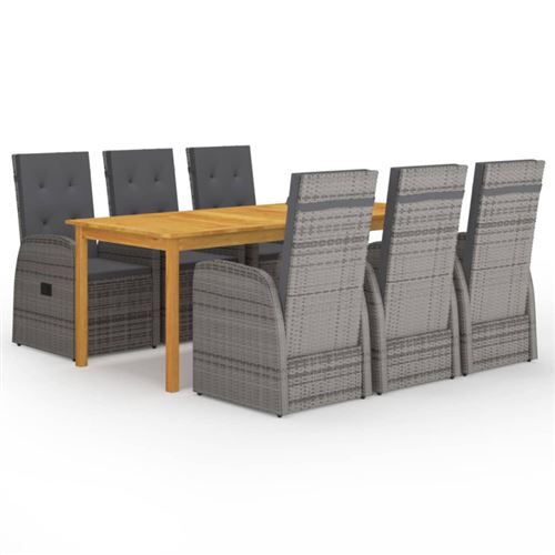 Non Communiqué Gris Ensemble À Manger De Jardin 7 Pcs