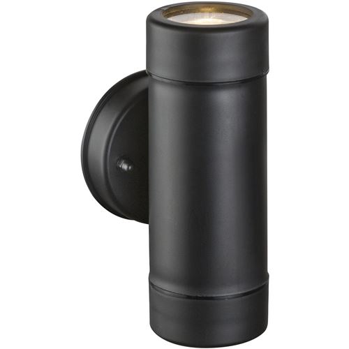 Globo - Applique spot d'extérieur ronde en plastique - H. 16 cm - Noir