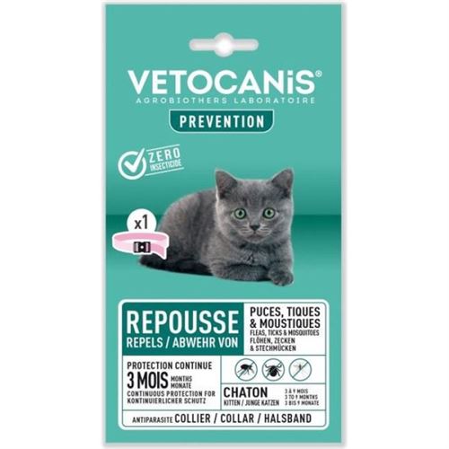 Comparer les prix de Collier Antitiques VETOCANIS Répulsif pour Chaton