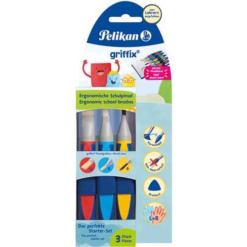Pelikan griffix Set de pinceaux scolaires, 3 pièces