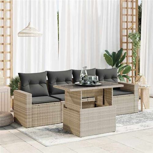 Vidaxl Gris Ensembles Canapes. Fauteuils Et Tables De Jardin Resine Tressee 5 Pieces X 65.5 X 69 4 Personnes - Image 2