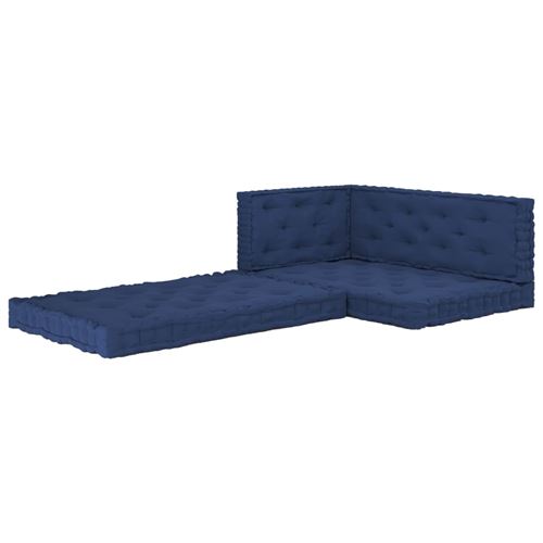 vidaXL Coussins de plancher de palette 4 pcs Bleu marine clair Coton