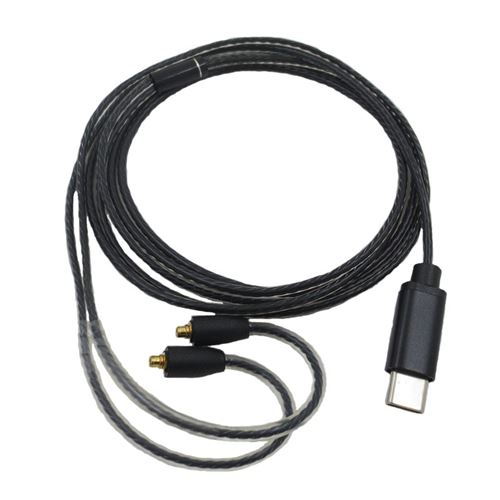 Câble MMCX Type-c audio avec contrôle microphone pour casque Audio-Technica ATH-ES10 ES20 ES30 ES50 ES60 Noir