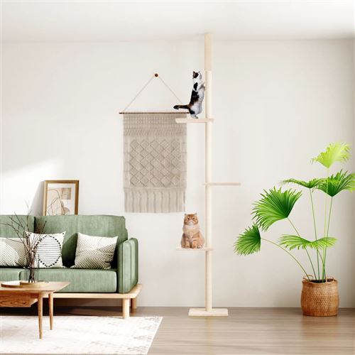 Comparer les prix de Vidaxl Arbre À Chat Du Sol Au Plafond Crème 267,5-297,5 Cm
