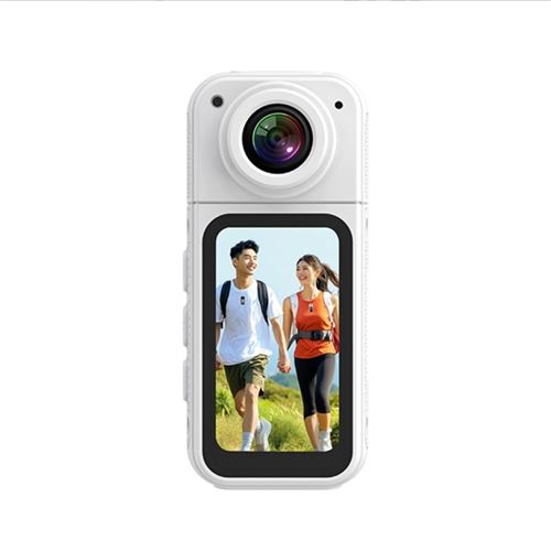 LINFE Caméra de sport HD 2,7K, caméra magnétique rotative à 180°, grand angle - Blanc - 64 Go