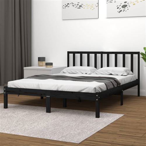 vidaXL Cadre de lit sans matelas noir bois massif de pin 200x200 cm3105095