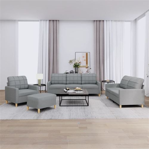 Non Communiqué Gris Clair Ensemble De Canapés 4 Pcs Avec Coussins Tissu