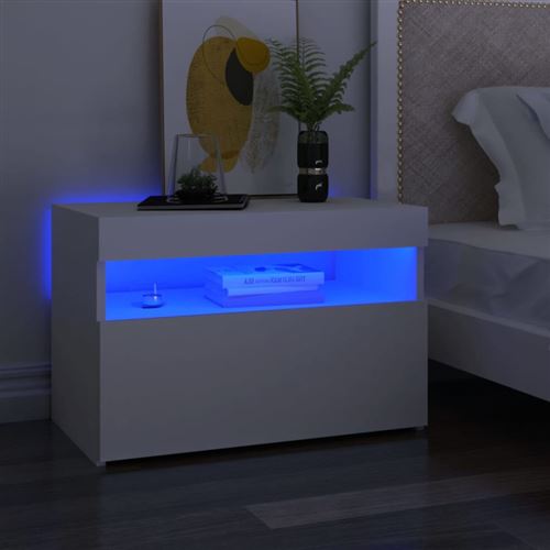 vidaXL - Table de chevet - LED - Blanc - 60 x 35 x 40 cm - Image 3