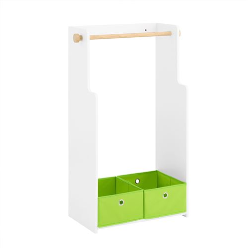 SoBuy KMB109-W Armario Infantil con Perchero y Cajas, Estantería para Ropa Infantil 60 x 35 x 110 cm