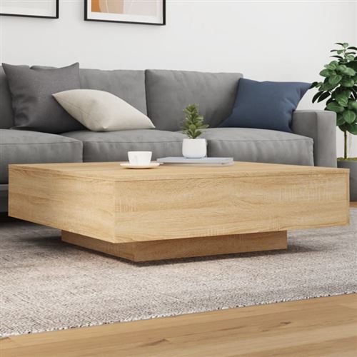 Table basse chêne sonoma 100x100x31 cm bois d ingénierie