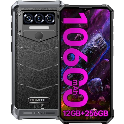 OUKITEL WP38 Smartphone 6.52 pouces 12GO(6+6) 256GO Octa Core Android 13 Dual sim 4G 10600mAh-NOIR