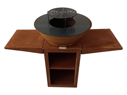 Non Communiqué Marron Barbecue Avec Plaque Ronde, Grill Et Support Purline Efp57co