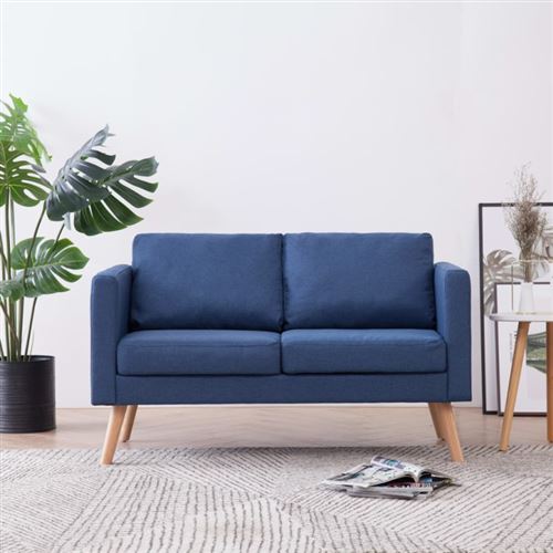 Vidaxl canap&eacute; &agrave; 2 places tissu bleu 281355