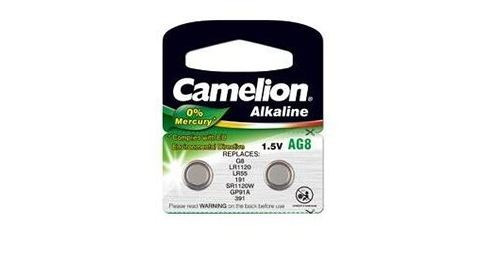 Pack de 2 piles camelion alcaline ag8,lr1120,lr55,191,sr1120w,gp91a,391 0% mercury/hg