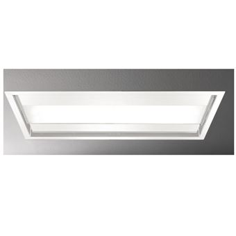 Hotte Plafonnier FALMEC CORNUVO3412, cm, commandes electroniques, finition Inox blanc, vendue sans moteur. Ex pour MOT950 : Debit boost = 830m3/h, Puissance acoustique max = 62dB. Eclairage LED reglable en temperature. Classe energetique : B