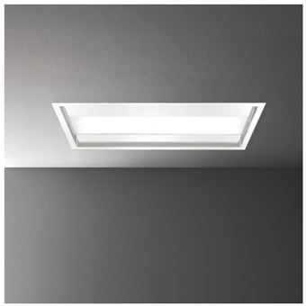 Hotte Plafonnier FALMEC CORNUVO3412, cm, commandes electroniques, finition Inox blanc, vendue sans moteur. Ex pour MOT950 : Debit boost = 830m3/h, Puissance acoustique max = 62dB. Eclairage LED reglable en temperature. Classe energetique : B