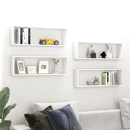 Vidaxl Blanc Étagères Cube Murales - 80X15x26,5Cm - Image 3