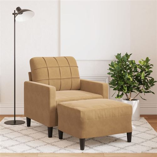 Fauteuil avec repose pied Marron 60 cm Velours
