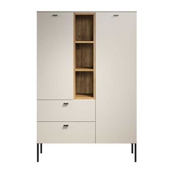 Buffet haut TRENDTEAM SAO PAULO cachemire chêne blond 2 portes 3 niches 2 tiroirs - 1