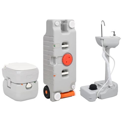 vidaXL Ensemble de toilette support de lavage des mains réservoir eau -  Matériels de camping et randonnée - Achat & prix