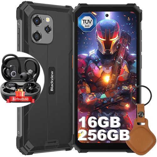 Blackview BV8900 Pro Smartphone Incassable 6,5 16Go+256Go 64MP 10000mAh NFC Noir avec Blackview Airbuds 60
